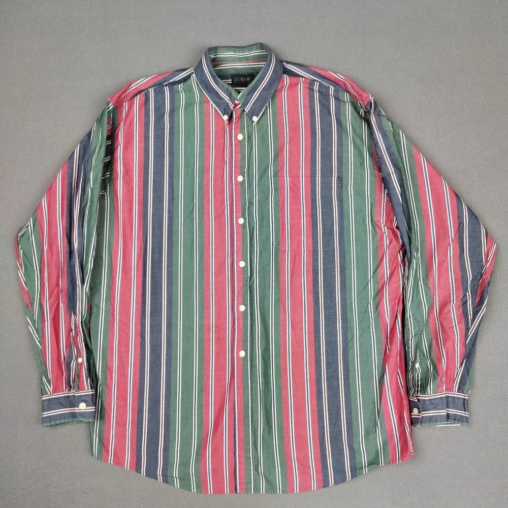 Vintage J Crew Oarsman Button Down Shirt Men XL Striped Long Sleeve Cotton EC